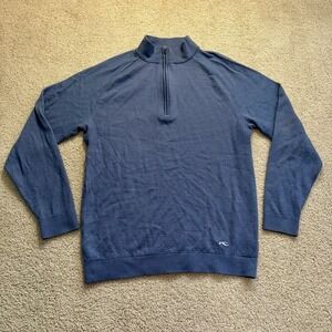 Kjus 1/4 Zip Sweater Men's 2XL 56 Blue Wool Blend
